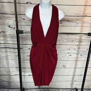 bebe Elegant Wine Backless Dress